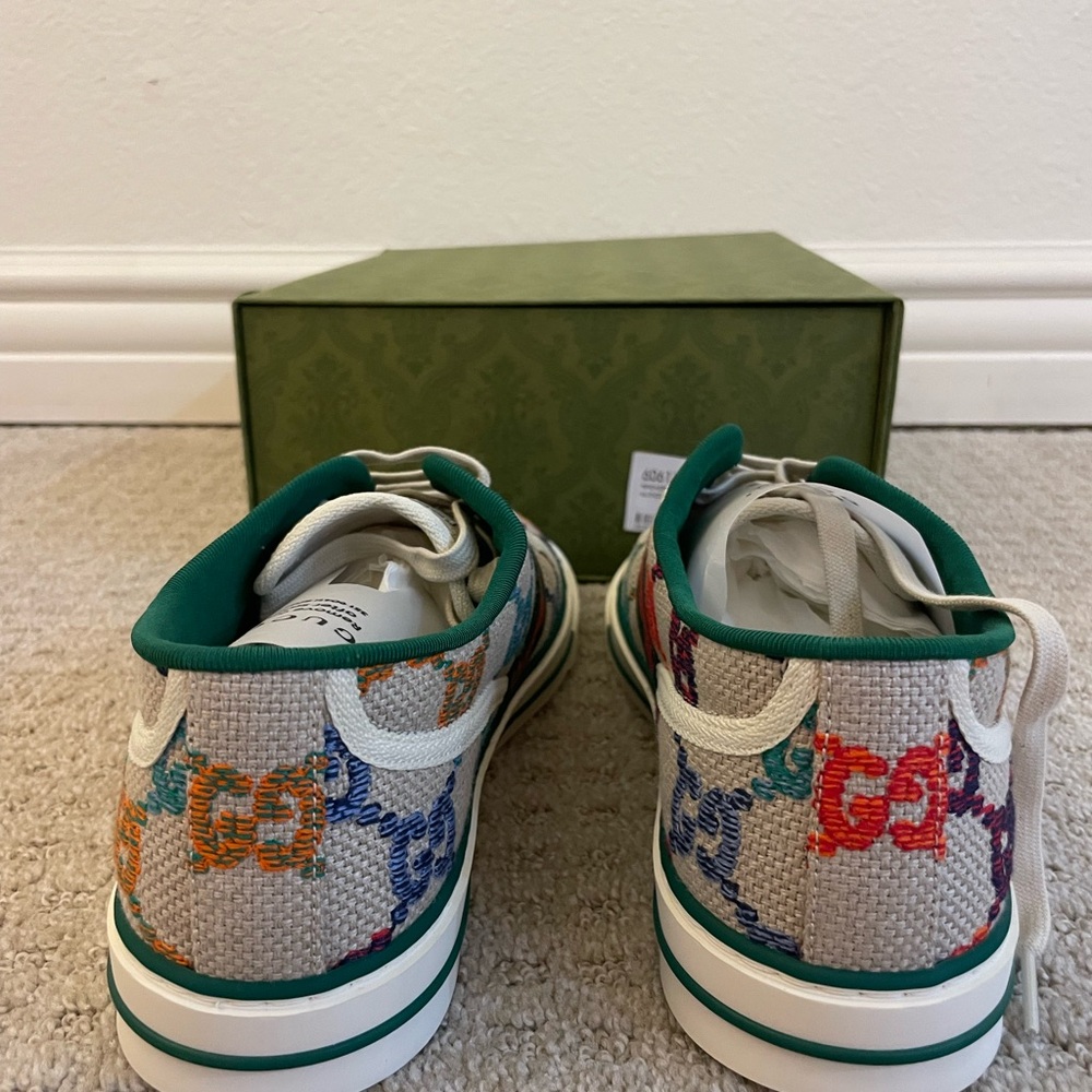 NWT - Gucci Tennis 1977 Multicolor Psychedelic Linen Logo Sneakers Size 9 - Picture 6 of 13